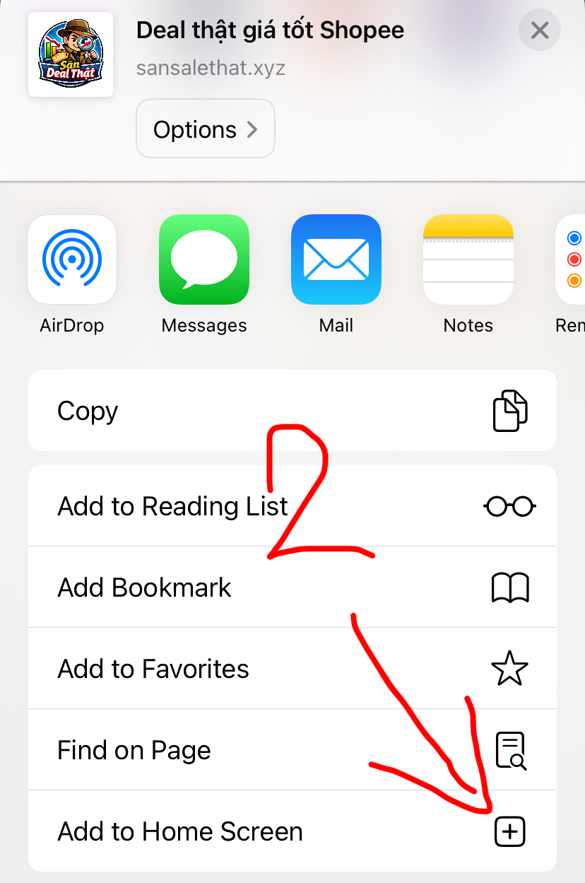 Bước 2: Thêm vào Màn hình chính